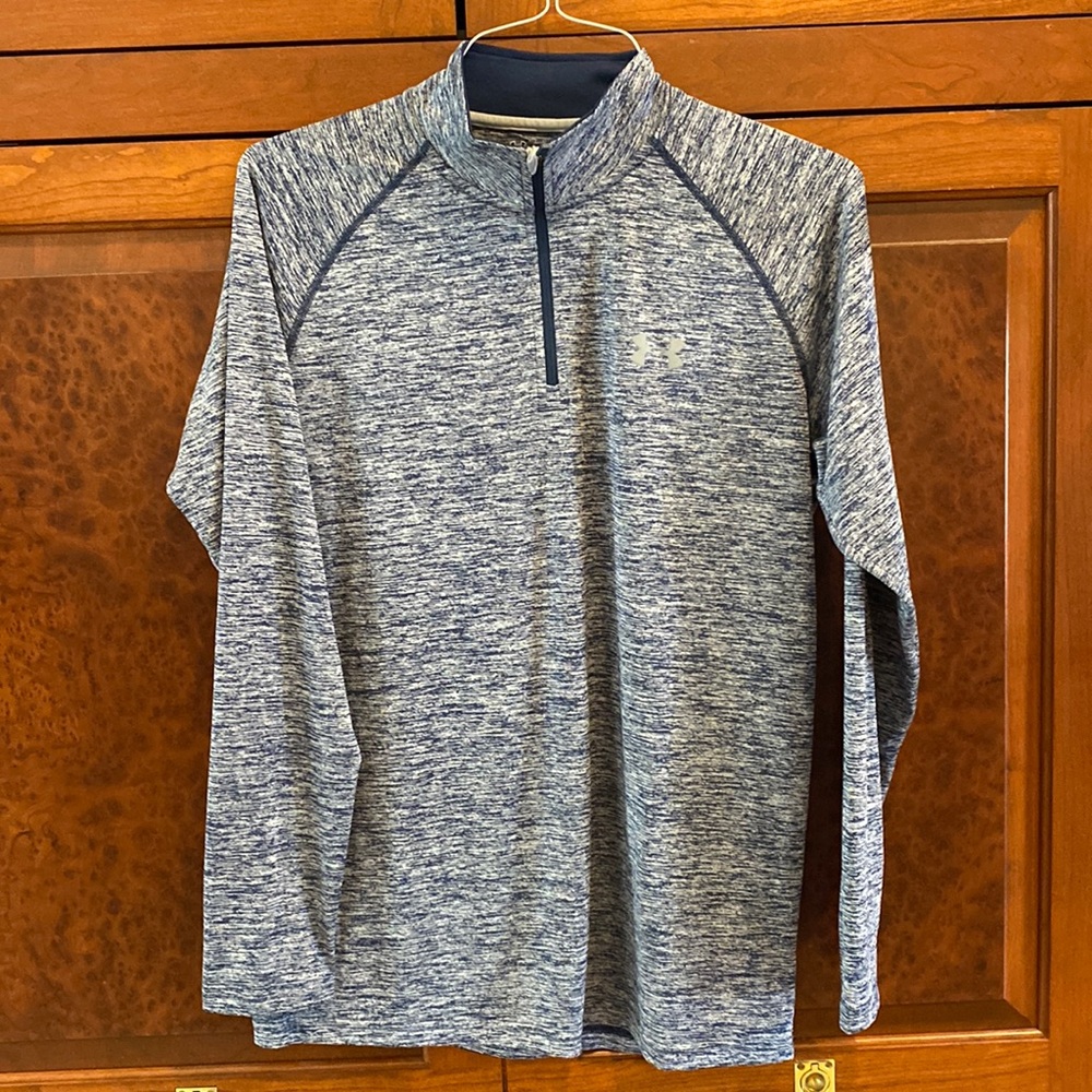 Under Armour men’s small space dyed navy and gray quarter zip, never worn.